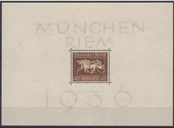 Michel Nr. 621 X (Block 4 X), Blockausgabe Galopprennen postfrisch.